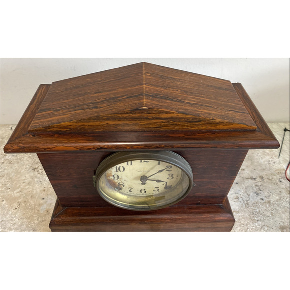 Antique Seth Thomas Mantel Chime Clock 12"x12"x6" With Key Tested Works - Picture 2 of 13